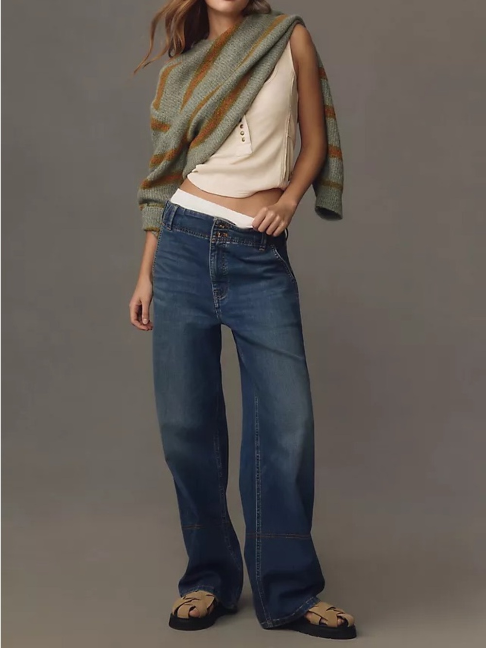 Anthropologie Pilcro Women's Eventide Trouser High-Rise Wide-Leg Jeans Size 31